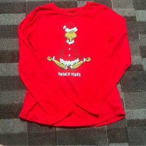 Grinch Vibes Red girls Long Sleeve Shirt